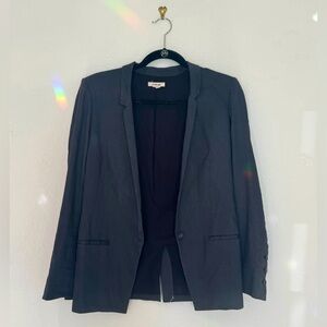 Dark Grey Helmut Lang Narrow-Lapel Linen Blazer, Size 2